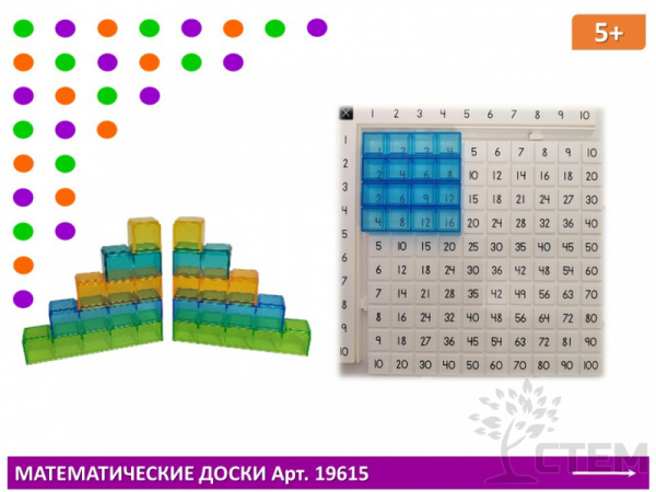 Математические доски и полупрозрачные кубики. Набор