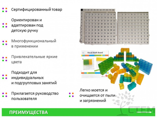 Математические доски и полупрозрачные кубики. Набор